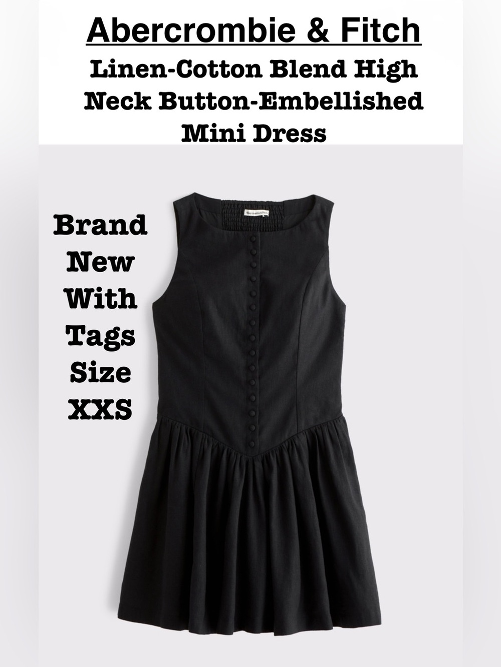 Abercrombie & Fitch High Neck Button-Embellished Mini Dress